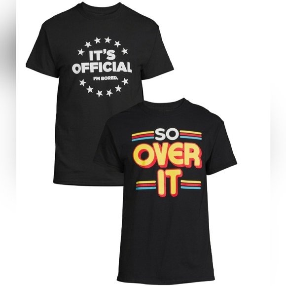 🆕️Humor Men's & Big Men's So Over It and I'm Bored Graphic T-Shirts, 2-Pack - Picture 2 of 8